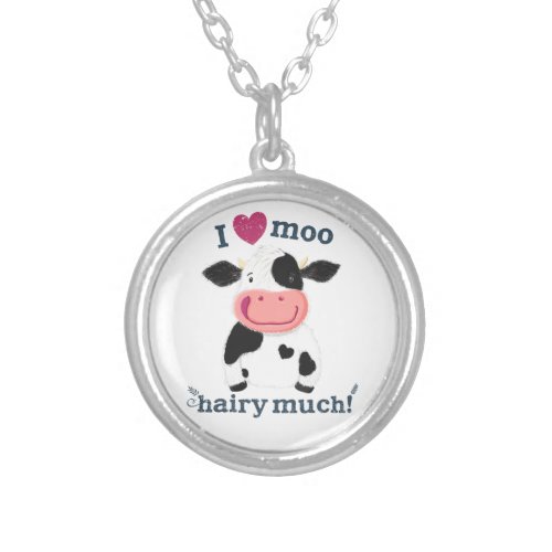 Little Holstein Cow Loves You Very Much Silver Plated Necklace