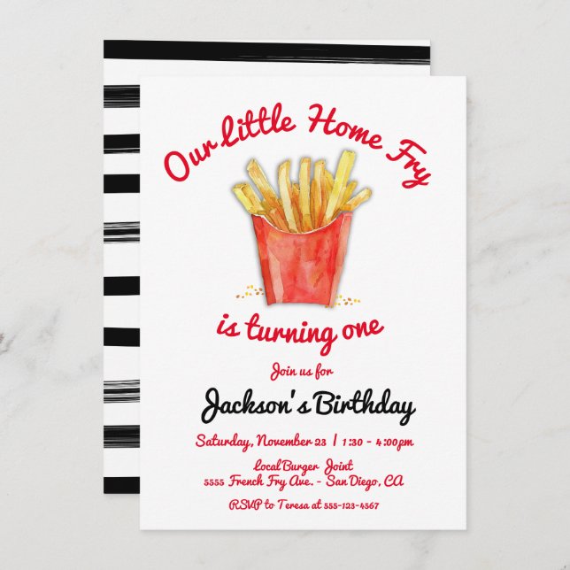 Little Home Fry Birthday Party Invitation (Front/Back)