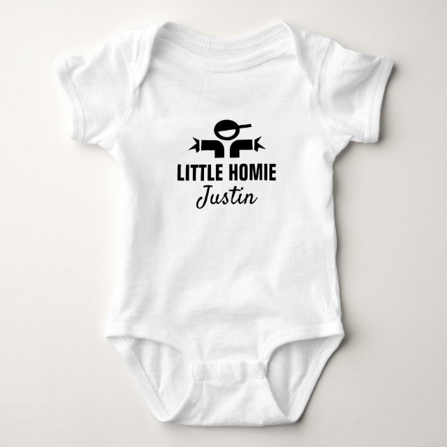 Little Homie cute baby bodysuit for newborn boy (Front)