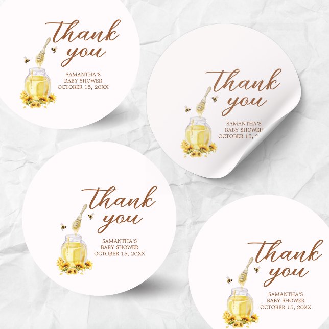 Little Honey Baby Shower Classic Round Sticker (A Little Honey is on the way Baby Shower Sticker)