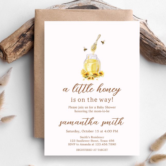 Little Honey Baby Shower Invitation (A Little Honey is on the way Baby Shower Invitation)