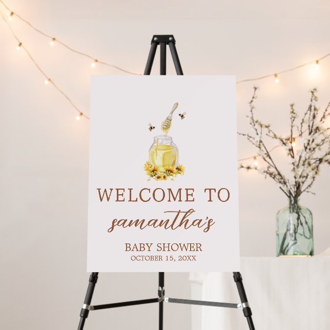 Little Honey Baby Shower Welcome Sign (In Situ (Stand))