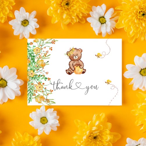 Little honey bear baby shower thank you cards