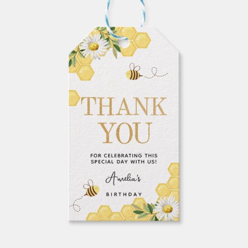 Little Honey Bee 1st Bee_Day Birthday Thank You Gift Tags