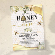 Little Honey Bee 1st Birthday Invitation