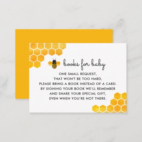 Little Honey Bee Baby Shower Book Request Enclosure Card