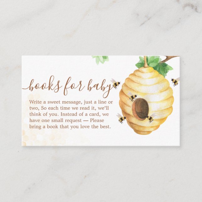 Little Honey Bee Baby Shower Books for Baby Enclosure Card (Front)