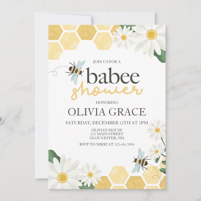 Little Honey Bee Baby Shower bumblebee Invitation (Front)