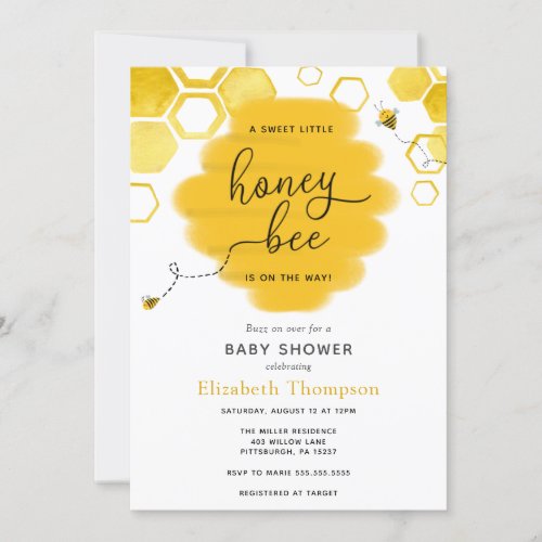Little Honey Bee Baby Shower Invitation