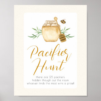 Little Honey Bee Baby Shower Pacifier Hunt Game Poster
