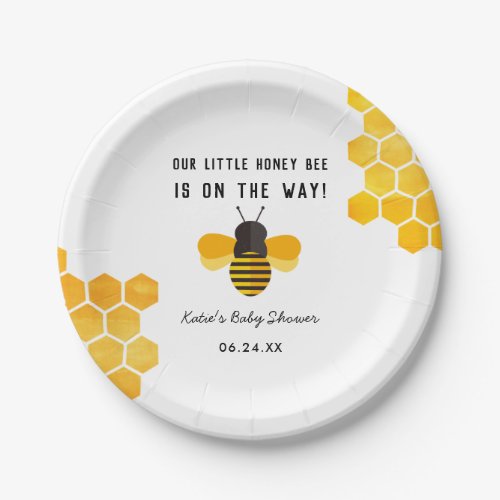 Little Honey Bee Baby Shower Paper Plate