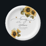 Little Honey Bee Baby Shower Paper Plates<br><div class="desc">Rustic bee theme baby shower plate featuring watercolor illustration of yellow sunflowers and baby's breath with bumblebees. The text says "a little honey is on the way."</div>