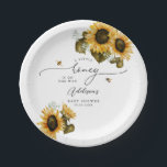 Little Honey Bee Baby Shower Paper Plates<br><div class="desc">Rustic bee theme baby shower plate featuring watercolor illustration of yellow sunflowers and baby's breath with bumblebees. The text says "a little honey is on the way."</div>
