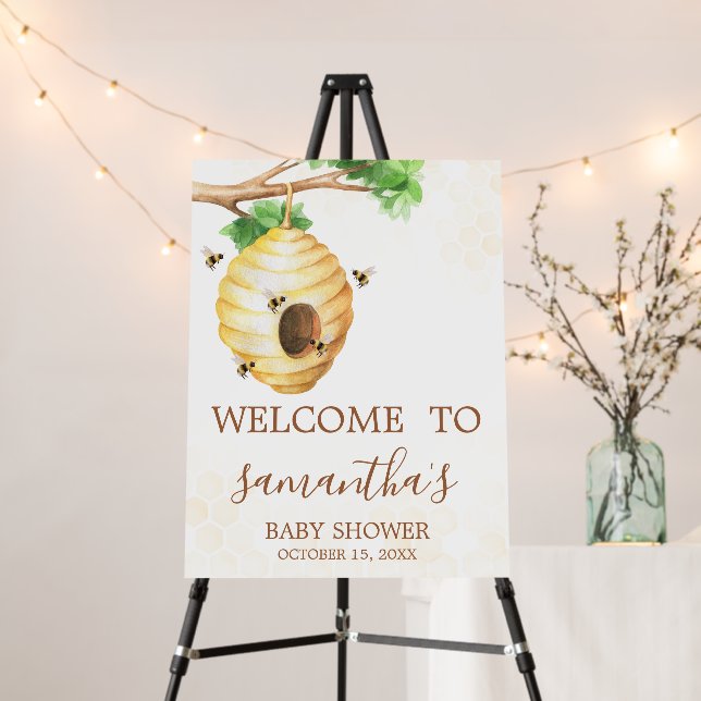Little Honey Bee Baby Shower Welcome Sign (In Situ (Stand))