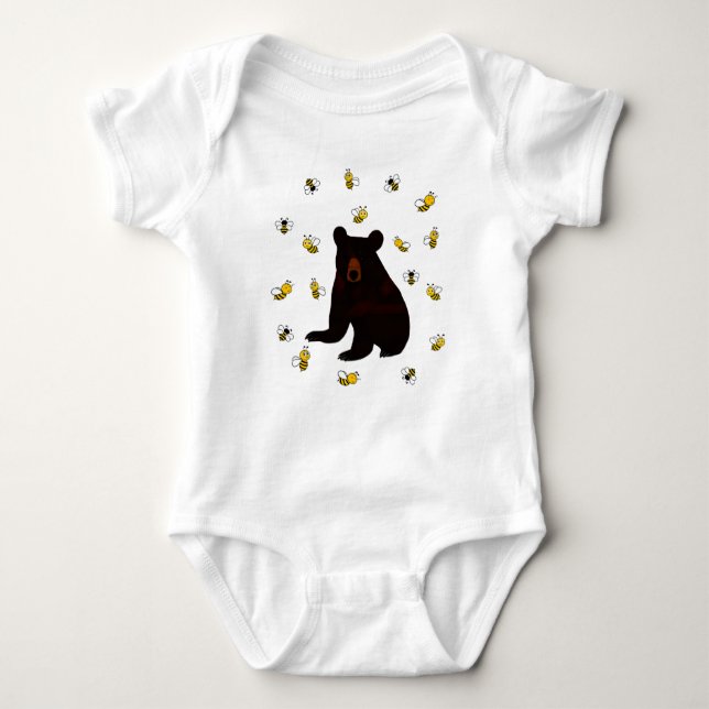 Little Honey Bee Bear Baby Bodysuit (Front)