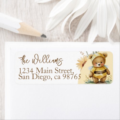 Little honey Bee Bear Baby Shower Label