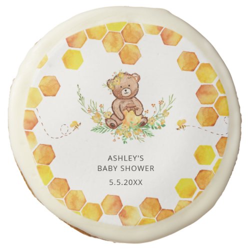 Little honey bee bear baby shower sugar cookie