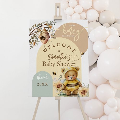Little honey Bee Bear Baby Shower welcome Foam Board