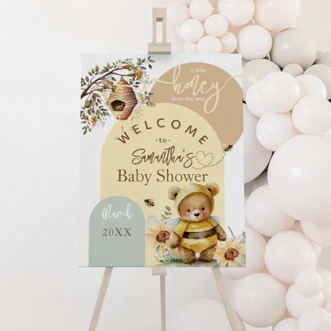 Little honey Bee Bear Baby Shower welcome Foam Board | Zazzle