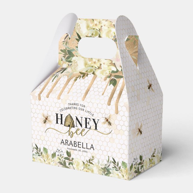 Little Honey Bee Birthday Party Favor Box (Front Side)