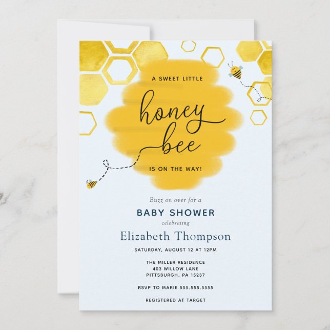 Little Honey Bee Boy Baby Shower Invitation (Front)