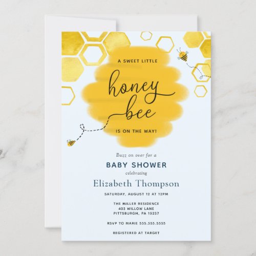 Little Honey Bee Boy Baby Shower Invitation