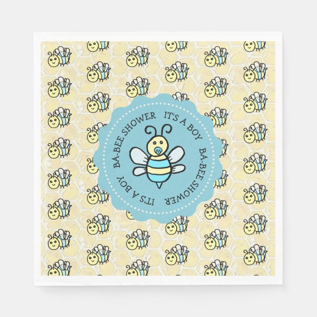 Little Honey Bee Boy's Baby Shower Napkins (Front)