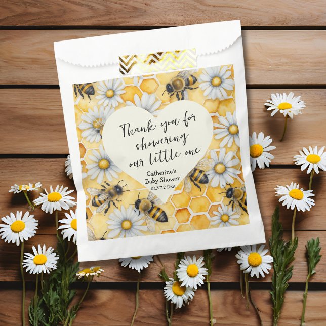 Little Honey Bee Comb Daisy Spring Baby Shower Favor Bag (Creator Uploaded)