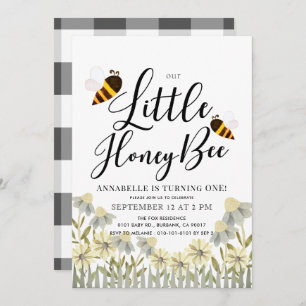 Little Honey Bee Daisy 1st Birthday Invitation