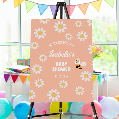 Little Honey Bee Daisy Girl Baby Shower Welcome Foam Board
