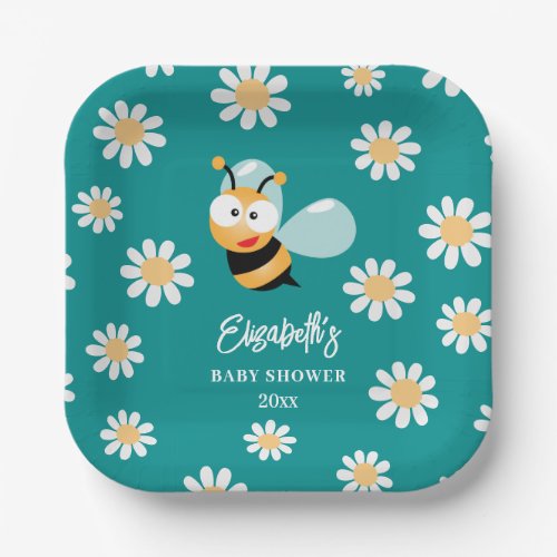 Little Honey Bee Gender Neutral Spring Baby Shower Paper Plates