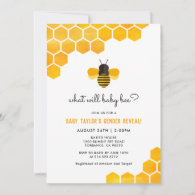 Little Honey Bee Gender Reveal Baby Shower Invitation