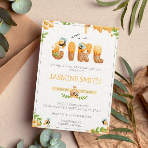 Little Honey Bee Girl Baby Shower Invitation