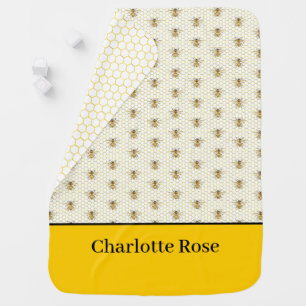 Little Honey Bee On The Way Yellow Baby Shower Blanket