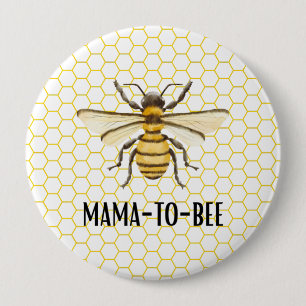 Little Honey Bee On The Way Yellow Baby Shower Button