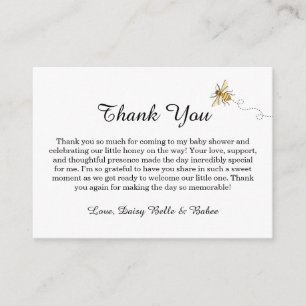 Little Honey Bee On The Way Yellow Baby Shower Enclosure Card