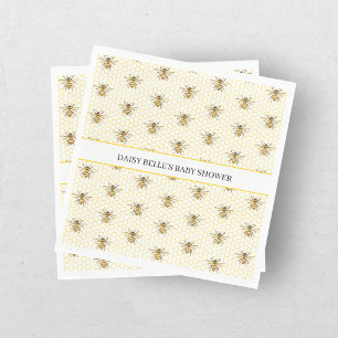 Little Honey Bee On The Way Yellow Baby Shower Napkins