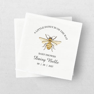 Little Honey Bee On The Way Yellow Baby Shower Napkins