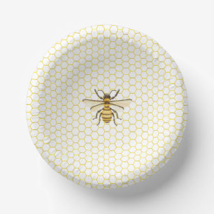 Little Honey Bee On The Way Yellow Baby Shower Paper Bowls