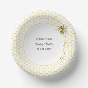 Little Honey Bee On The Way Yellow Baby Shower Paper Bowls