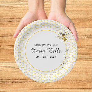 Little Honey Bee On The Way Yellow Baby Shower Paper Plates
