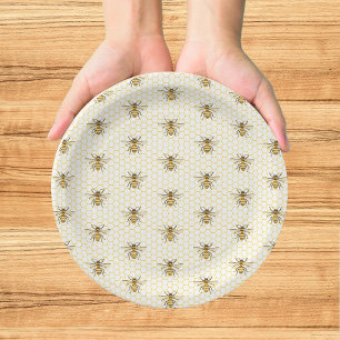 Little Honey Bee On The Way Yellow Baby Shower Paper Plates