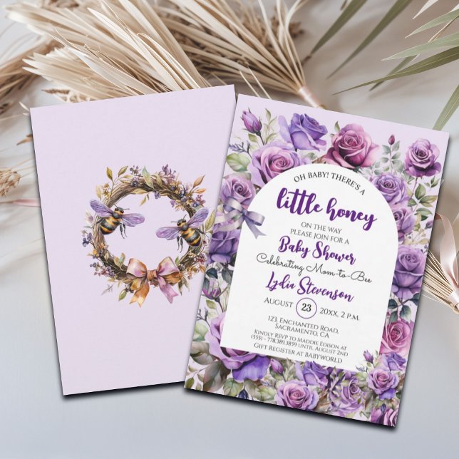 Little Honey Bee Roses Baby Shower Invitation (Creator Uploaded)
