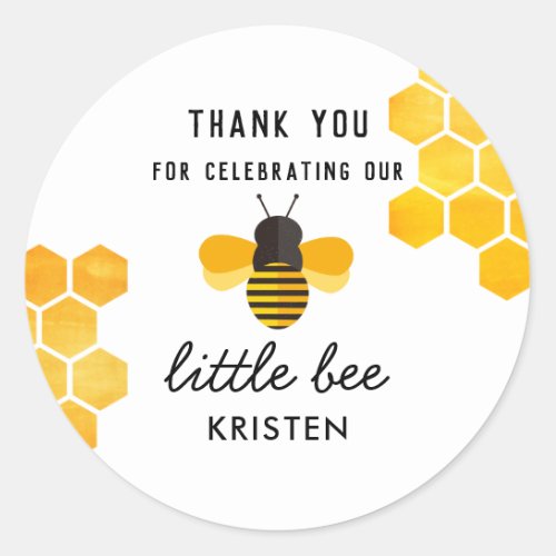 Little Honey Bee Thank You Favor Classic Round Sticker