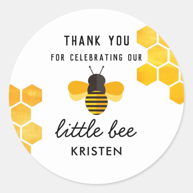 Little Honey Bee Thank You Favor Classic Round Sticker (Front)