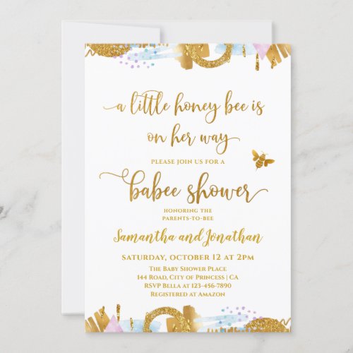 Little Honey Bee Theme Baby Shower Invitation