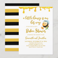 Little Honey Bee Theme Simple Girl Baby Shower Invitation