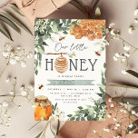 Little Honey | Bee Themed Kids Birthday Party Invitation<br><div class="desc">Cute whimsical bee themed kids birthday party invitations feature a border of lush green botanical foliage, white orange blossom flowers, honeycombs and a jar of honey with buzzing honeybees. "Our little honey" appears at the top, with your birthday party details beneath in soft grey lettering. Example shown for a third...</div>