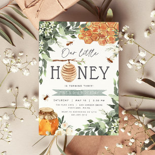 Little Honey Bee Themed Kids Birthday Party Invitation