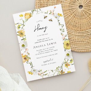 Little Honey Bee Yellow Floral Baby Shower Invitation